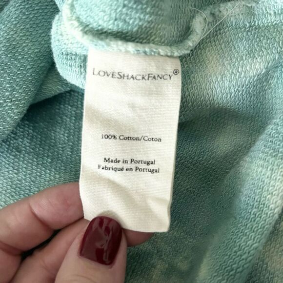 LoveShackFancy Bevan Hoodie Celadon Hand Dyed 100% Cotton Size Small - Picture 5 of 5